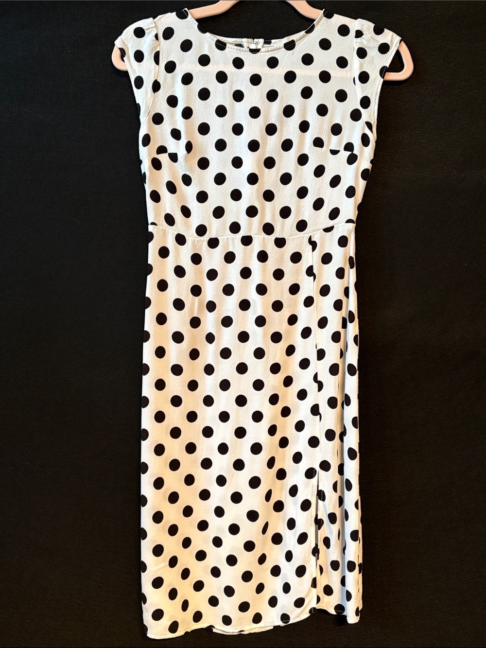 LOFT White Dress with Black Polka Dots